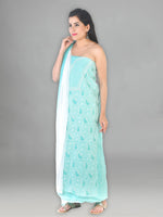 Load image into Gallery viewer, Seva Chikan Hand Embroidered Turquoise Cotton Lucknowi Chikan Unstitched Suit Piece-SCL1413