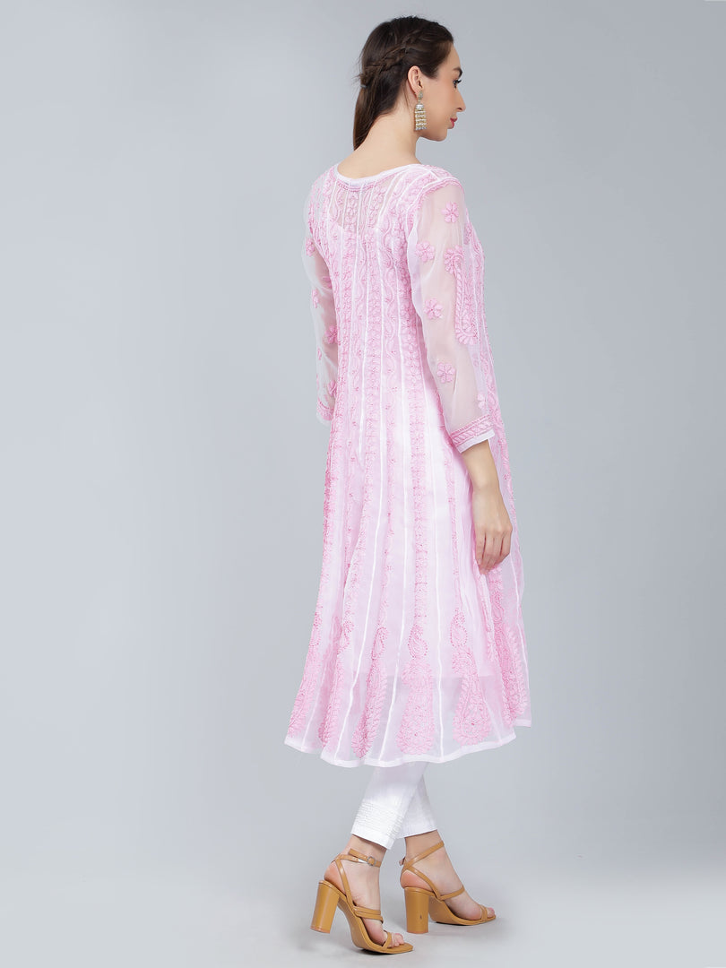 Seva Chikan Hand Embroidered Georgette Lucknowi Chikankari Anarkali