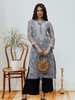 Load image into Gallery viewer, Seva Chikan Hand Embroidered Georgette Lucknowi Chikankari Kurta With Inner
