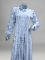 Load image into Gallery viewer, Seva Chikan Hand Embroidered White Georgette Lucknowi Chikankari Anarkali-SCL0875