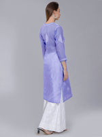 Load image into Gallery viewer, Seva Chikan Hand Embroidered Terivoil Cotton Lucknowi Chikan Kurta