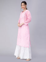 Load image into Gallery viewer, Seva Chikan Hand Embroidered Terivoil Cotton Lucknowi Chikan Kurti