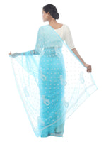 Load image into Gallery viewer, Seva Chikan Hand Embroidered Blue Georgette Lucknowi Saree-SCL2454