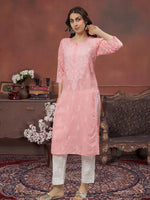 Load image into Gallery viewer, Seva Chikan Hand Embroidered Terivoil Cotton Lucknowi Chikankari Kurta