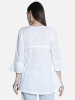 Load image into Gallery viewer, Seva Chikan Hand Embroidered Cotton Lucknowi Chikan Short Top
