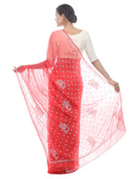 Load image into Gallery viewer, Seva Chikan Hand Embroidered Carrot Pink Georgette Lucknowi Saree-SCL2455