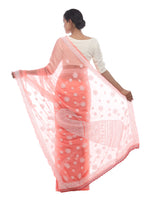 Load image into Gallery viewer, Seva Chikan Hand Embroidered Peach Georgette Lucknowi Chikan Saree-SCL2336