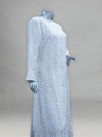 Load image into Gallery viewer, Seva Chikan Hand Embroidered White Pure Georgette Semi-Stitched Anarkali & Dupatta With Gotta Patti & Mukaish Work-SCL0880