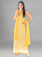 Load image into Gallery viewer, Seva Chikan Hand Embroidered Yellow Cotton Lucknowi Chikan Unstitched Suit Piece-SCL1428