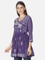 Load image into Gallery viewer, Seva Chikan Hand Embroidered Georgette Lucknowi Chikan Top