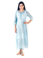 Load image into Gallery viewer, Seva Chikan Hand Embroidered Sky Blue Georgette Lucknowi Chikankari Anarkali-SCL1327