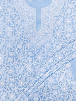 Load image into Gallery viewer, Seva Chikan Hand Embroidered Berry Blue Georgette Lucknowi Chikankari Unstitched Suit Piece-SCL13131