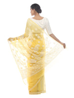 Load image into Gallery viewer, Seva Chikan Hand Embroidered Yellow Georgette Lucknowi Saree-SCL2460