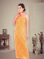 Load image into Gallery viewer, Seva Chikan Hand Embroidered Mustard Chanderi Lucknowi Chikankari Unstitched Kurti Piece SCL1108