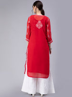 Load image into Gallery viewer, Seva Chikan Hand Embroidered Georgette Chikankari Kurta With Matching Slip