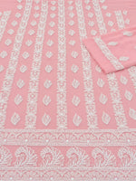 Load image into Gallery viewer, Seva Chikan Hand Embroidered Peach Georgette Lucknowi Chikankari Unstitched Suit Piece-SEV15041