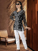 Load image into Gallery viewer, Seva Chikan Hand Embroidered Georgette Lucknowi Chikan Top With Slip