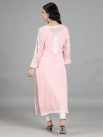 Load image into Gallery viewer, Seva Chikan Hand Embroidered Georgette Lucknowi Chikan Kurti With Slip