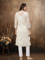 Load image into Gallery viewer, Seva Chikan Hand Embroidered Georgette Lucknowi Chikankari Kurta With Slip