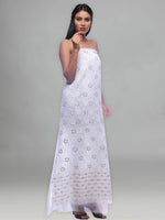 Load image into Gallery viewer, Seva Chikan Hand Embroidered White Georgette Lucknowi Chikan Unstitched Kurti Piece-SCL0119