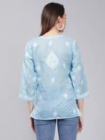 Load image into Gallery viewer, Seva Chikan Hand Embroidered Terivoil Cotton Lucknowi Chikan Top