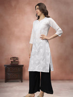 Load image into Gallery viewer, Seva Chikan Embroidered White Cotton Lucknowi Chikankari Kurta SCL4710