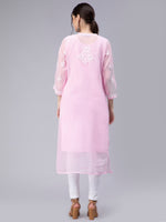 Load image into Gallery viewer, Seva Chikan Hand Embroidered Georgette Chikankari Kurta With Matching Slip