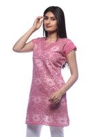 Load image into Gallery viewer, Seva Chikan Hand Embroidered Dark Pink Cotton Lucknowi Chikan Kurti-SCL0352