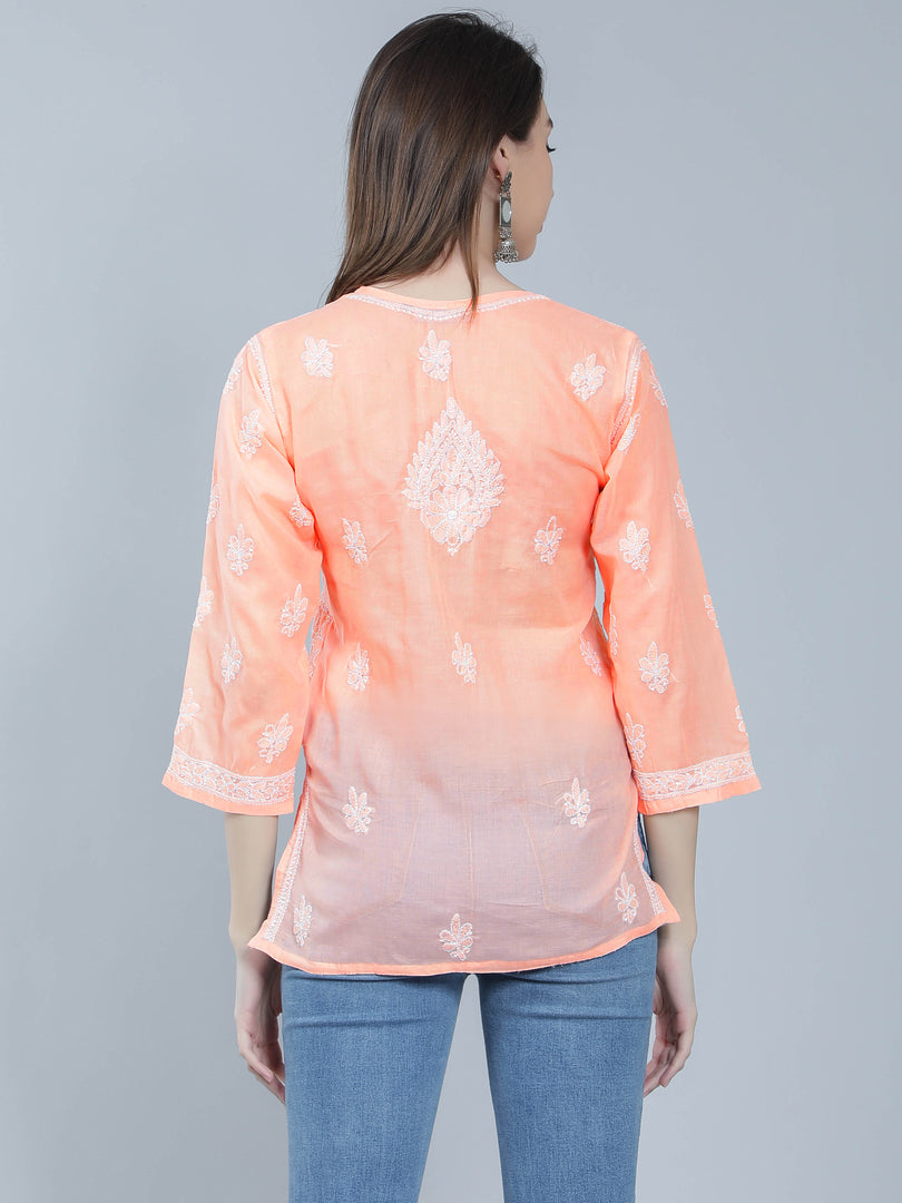 Seva Chikan Hand Embroidered Terivoil Cotton Lucknowi Chikan Top
