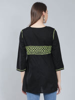 Load image into Gallery viewer, Seva Chikan Hand Embroidered Black Cotton Lucknowi Chikankari Top
