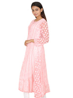 Load image into Gallery viewer, Seva Chikan Hand Embroidered Light Peach Georgette Lucknowi Chikankari Anarkali-SCL0534
