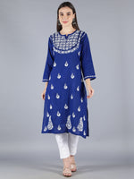 Load image into Gallery viewer, Seva Chikan Hand Embroidered Cotton Lucknowi Chikan Kurti