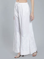 Load image into Gallery viewer, Seva Chikan Hand Embroidered White Cotton Lucknawi Chikankari Palazzo-SCL11025