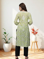 Load image into Gallery viewer, Seva Chikan Hand Embroidered Pista Green Mal-Mal Lucknowi Chikankari Kurta-SCL4583