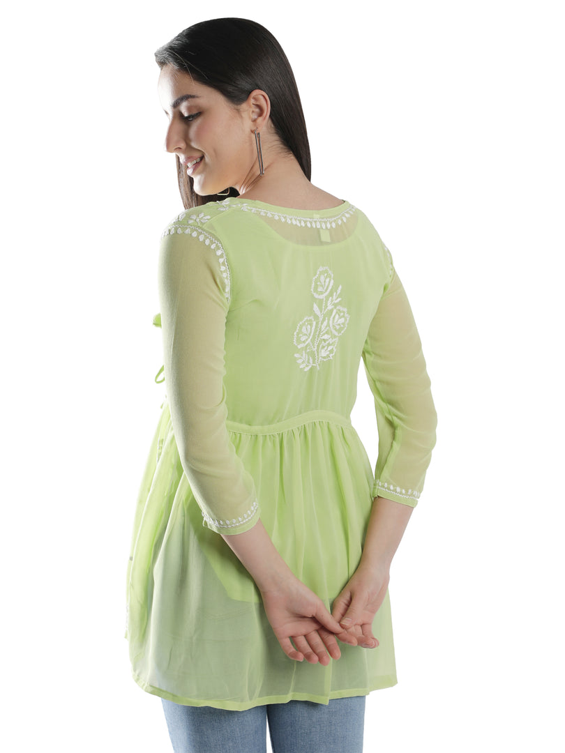 Seva Chikan Hand Embroidered Georgette Lucknowi Chikan Top