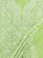 Load image into Gallery viewer, Seva Chikan Hand Embroidered Pista Green Georgette Lucknowi Chikankari Unstitched Suit Piece-SCL13135