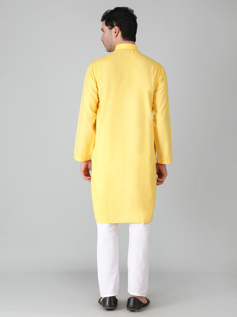 Seva Chikan Hand Embroidered Cotton Lucknowi Chikan Mens Kurta