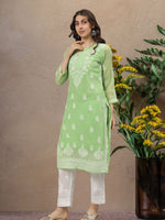 Load image into Gallery viewer, Seva Chikan Hand Embroidered Georgette Lucknowi Chikankari Kurta With Slip