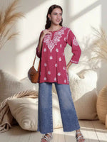 Load image into Gallery viewer, Seva Chikan Hand Embroidered Rayon Lucknowi Chikankari Top
