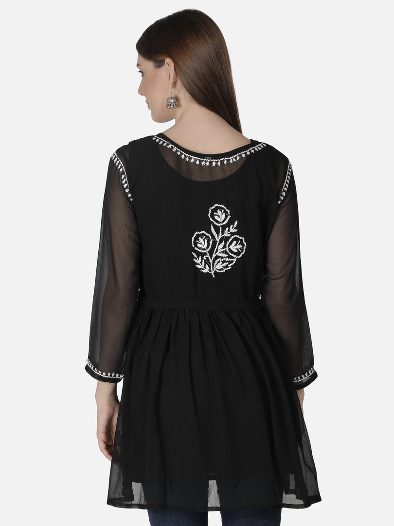 Seva Chikan Hand Embroidered Georgette Lucknowi Chikan Top