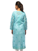 Load image into Gallery viewer, Seva Chikan Hand Embroidered Blue Cotton Lucknowi Chikan Kurta-SCL0662