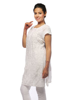 Load image into Gallery viewer, Seva Chikan Hand Embroidered White Cotton Lucknowi Chikan Kurta-SCL0675