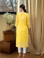 Load image into Gallery viewer, Seva Chikan Hand Embroidered Georgette Chikankari Kurta With Matching Slip