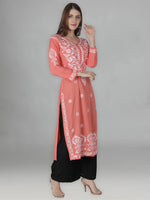 Load image into Gallery viewer, Seva Chikan Hand Embroidered Modal Cotton Lucknowi Chikan Kurti