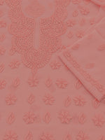 Load image into Gallery viewer, Seva Chikan Hand Embroidered Peach Georgette Lucknowi Chikankari Unstitched Suit Piece-SEV15034