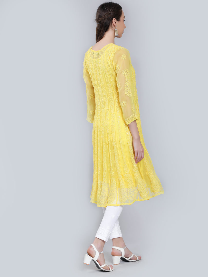 Seva Chikan Hand Embroidered Georgette Lucknowi Chikankari Anarkali