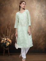 Load image into Gallery viewer, Seva Chikan Hand Embroidered Cotton Lucknowi Chikankari Kurta