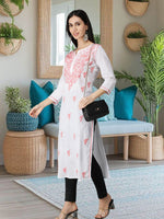 Load image into Gallery viewer, Seva Chikan Hand Embroidered White Cotton Lucknowi Chikankari Kurta
