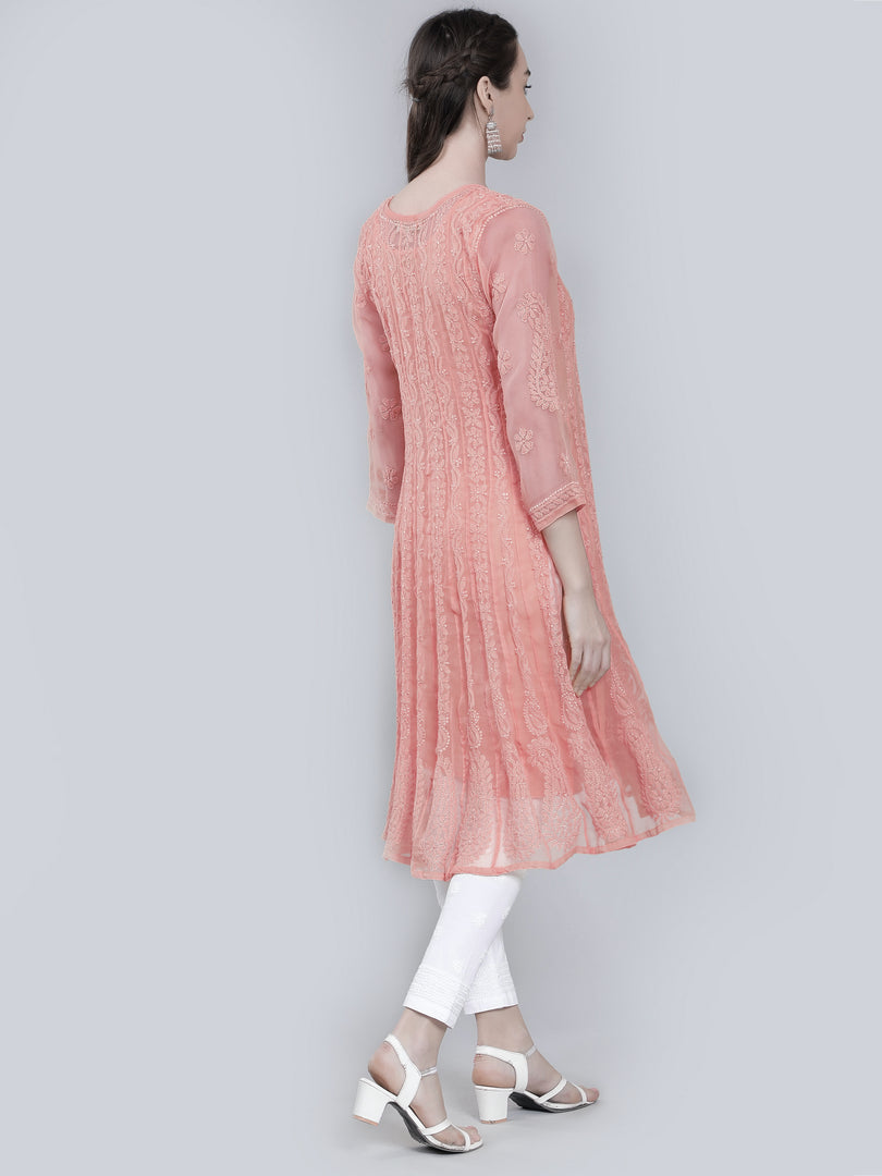 Seva Chikan Hand Embroidered Georgette Lucknowi Chikankari Anarkali