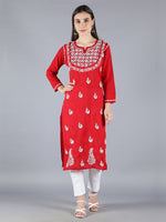 Load image into Gallery viewer, Seva Chikan Hand Embroidered Cotton Lucknowi Chikan Kurti